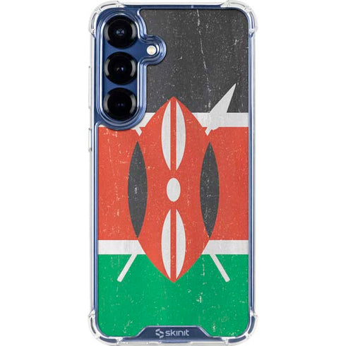 Kenya Flag Distressed Galaxy S25 Clear Case